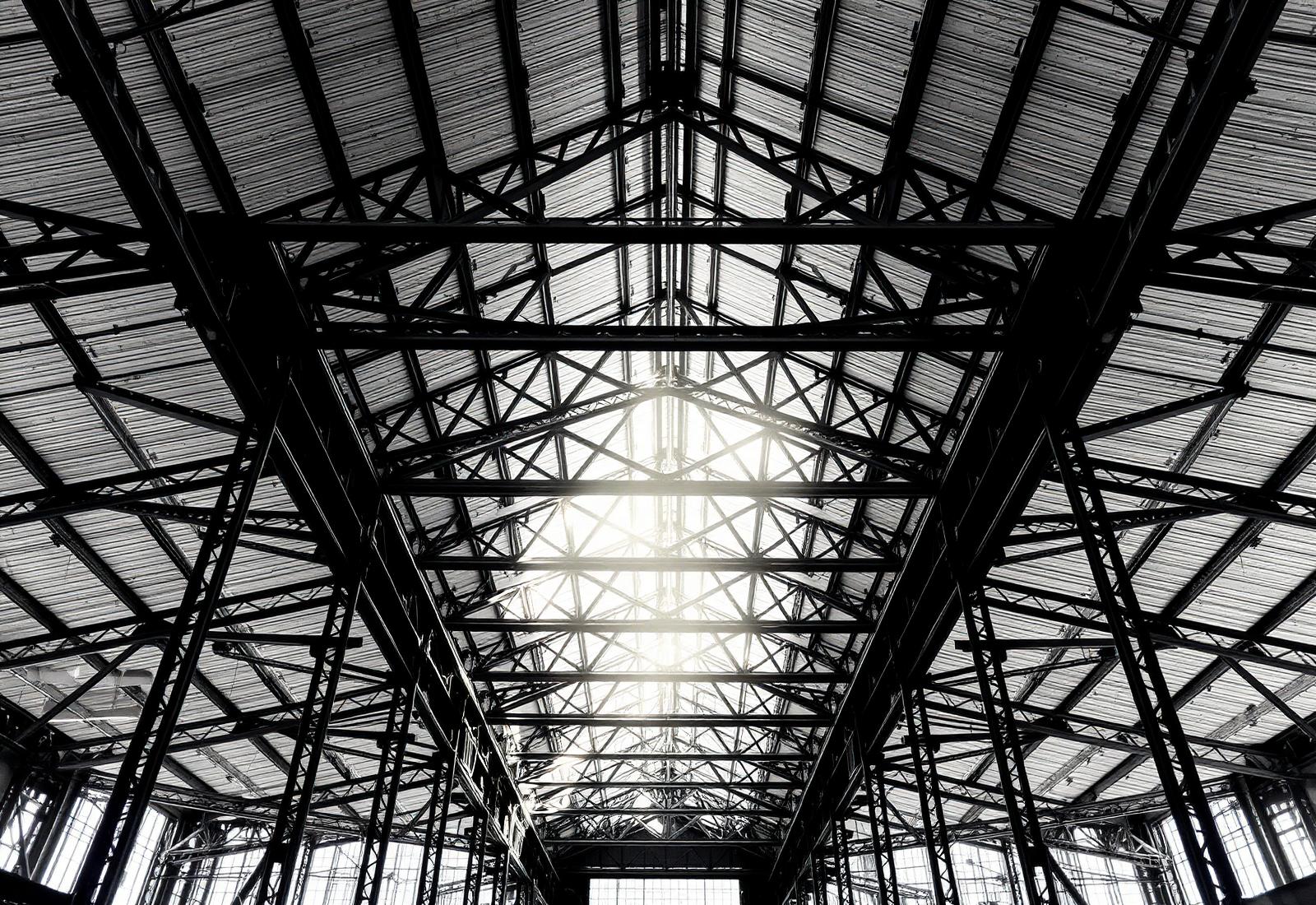Structural steel framework interior